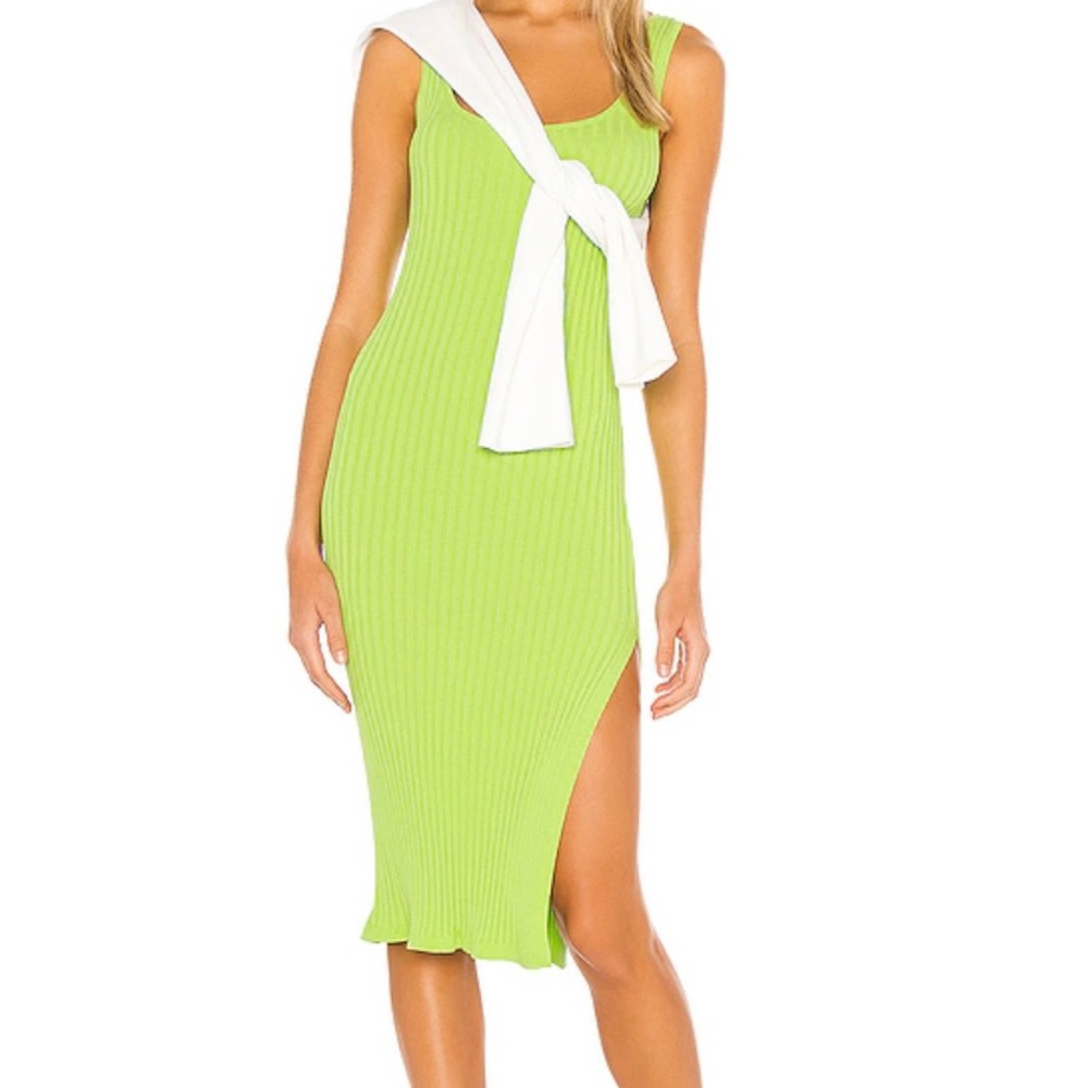 Line and Dot Lime Green Sweater Dress